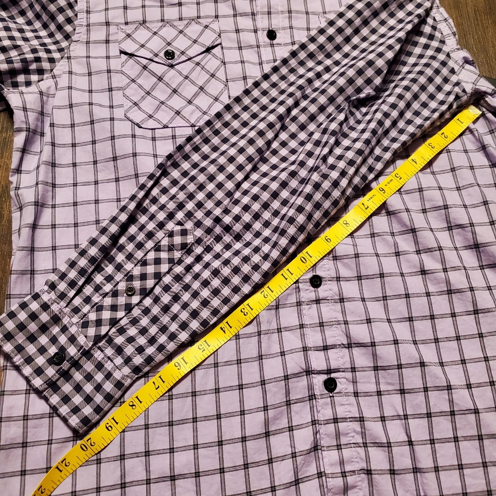 Guess L Mens Pattern Block Buttondown Longsleeve - Picture 4 of 7